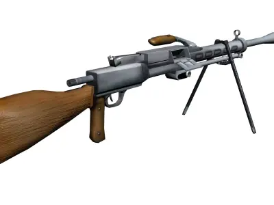 machine low-poly gun RP-46 Degtyaryov weapon weaponry Soviet arm Low-poly 3D model
