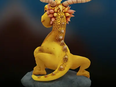 small wingless dragon Low-poly 3D model