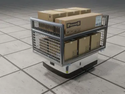 Industrial  3D AGV Trolley Free low-poly 3D model