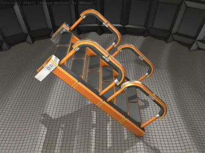 Sci-Fi Stairs - 26- Orange Version Low-poly 3D model