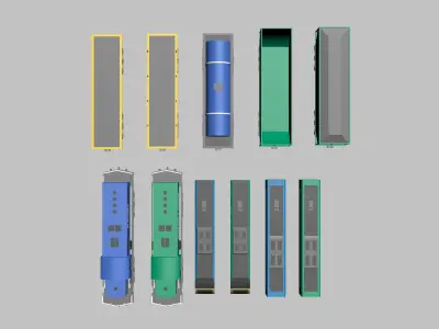 Low Poly Train pack Low-poly 3D model