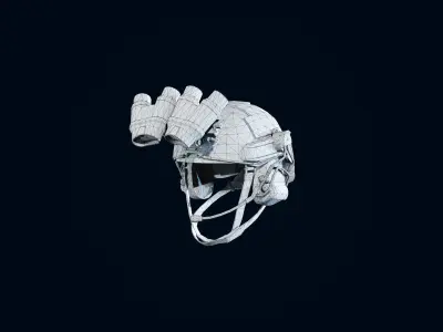 Military light helmet with night vision goggles Low-poly 3D model