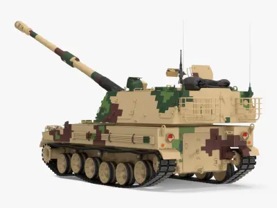 Self Propelled Howitzer K9 Thunder Rigged 3D model