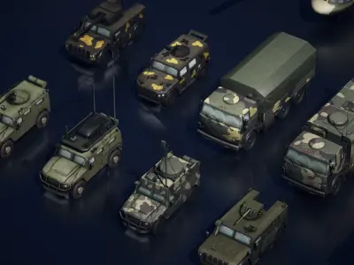 Military Vehicle Pack Low-poly 3D model by cher89zx