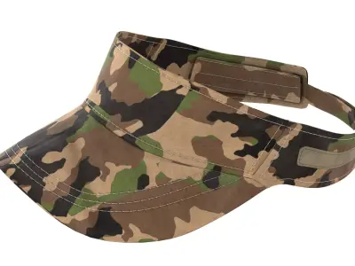 Sun visor cap Military style Low-poly 3D model
