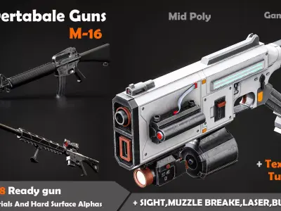 Convertable Guns M16 Low-poly 3D model