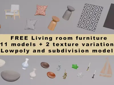 Living room models Free low-poly 3D model