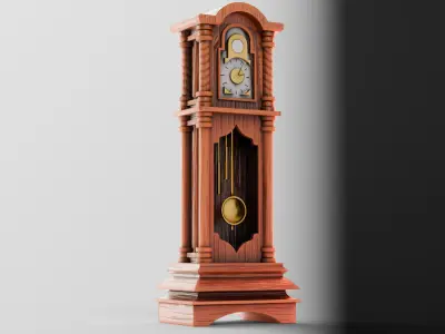 Antique Grandfather Clock Low-poly 3D model