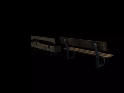 Wooden ribbed bench 3D model purchase