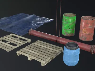 Industrial Props Pack Game Ready Low-poly 3D model purchase