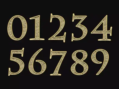 Floral numbers design gothic gold silver ancient formal royal  3D print model