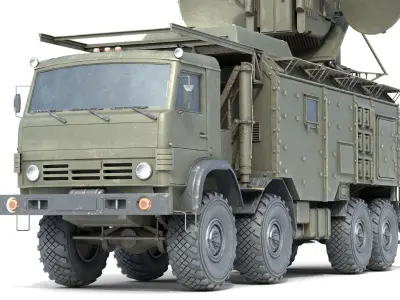 Krasukha 4 1RL257 Electronic Warfare EW System Low-poly 3D model