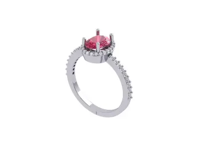 Oval Solitaire Ring 3D print model 25