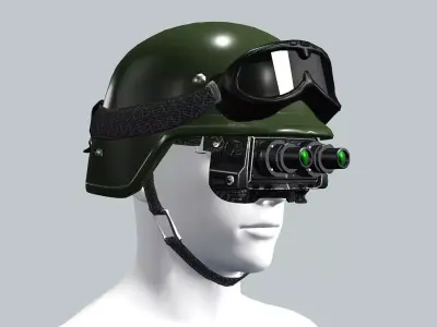 SOLDIER Tactical Ballistic Helmet Digital Green 3D Model Low-poly 3D model
