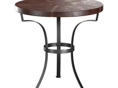 Leather iron round coffee table 3D model