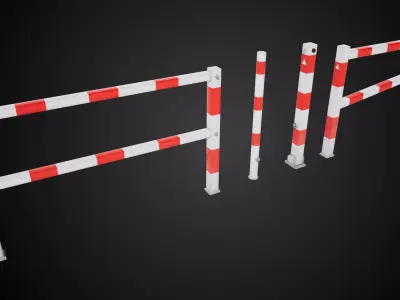  European Street Safety Barrier Props Low-poly 3D model
