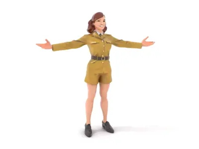 Animated D Female Soldier Model Rigged and Animated Low-poly 3D model