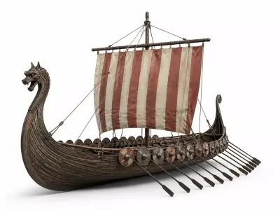 Viking Boat Wooden Longship 3D model