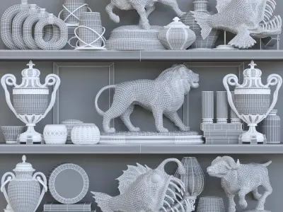 DekorSet decorative items on shelf 3D model