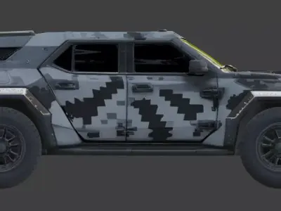 Realistic Sci-Fi Urban Tactical SUV Low-poly 3D model