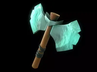 Stylized Weapon Axe Water element Low-poly 3D model