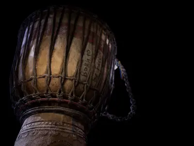 Djembe drum with piece of paper Low-poly 3D model