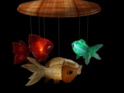 Chinese fish  lantern  3D model buy