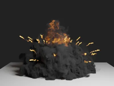 Grenade Dust Explosion Simulation Low-poly 3D model