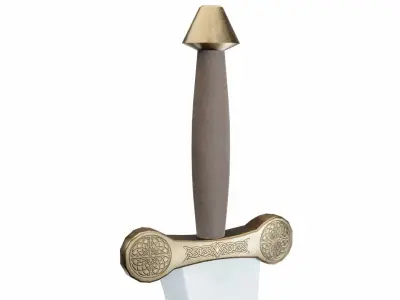 Curved sword 5 Low-poly 3D model