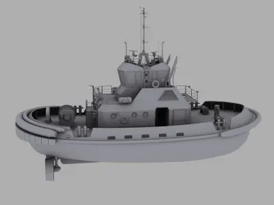 Tug Boat Low-poly 3D model