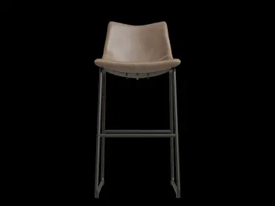 Vintage Pu Leather Barstool 3D model