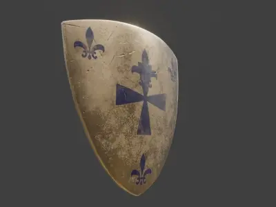 medieval triangular knight shield with pbr textures Low-poly 3D model