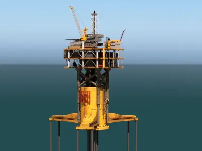 Old TPL Tension Leg Oil Platform 3D model