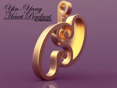 Yin-Yang Hearts Pendant 3D print model
