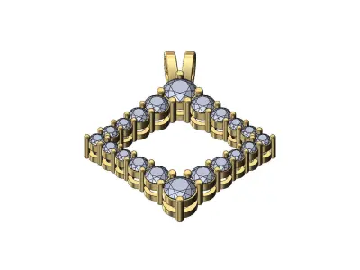 Open diamond rhombus frame pendant 3D print model