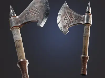Axe Low-poly 3D model viking Free low-poly 3D model