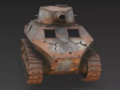 WWI British Rhombus Tank Wreck 3D Model Low-poly 3D model