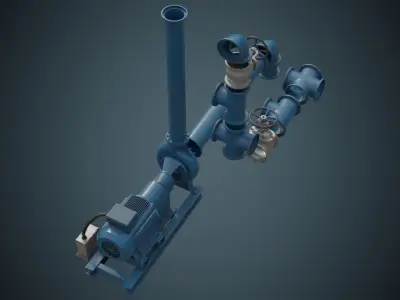 Water Pump 3B Low-poly 3D model