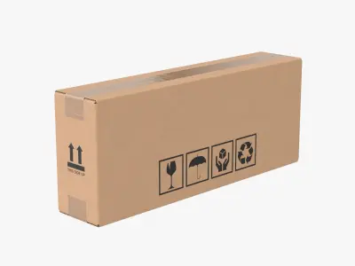 Cardboard Box 50x10x20 Closed 3D model