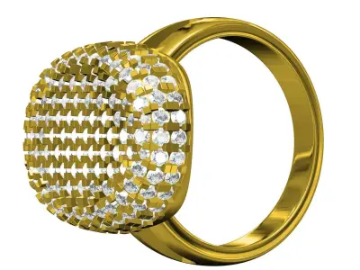 Antique Pave Diamond Dome Engagement Ring 3D print model