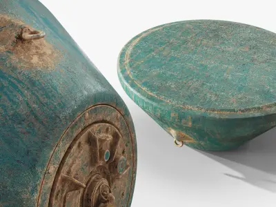 Aged Bottom-Laid Sea Mine Turquoise Used 3D model