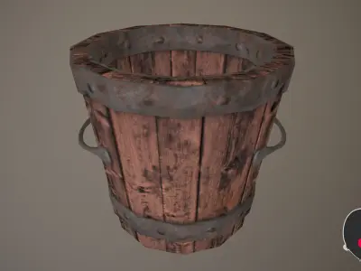 Wooden Bucket  Free low-poly 3D model