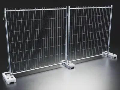 Construction Site Metal Fence 3D Model Low-poly 3D model