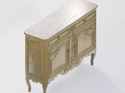 Carved Door Console Antique furniture 3D model