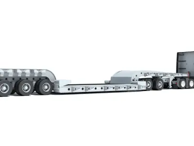 2024 Semi Truck with Lowboy Trailer 3D model purchase