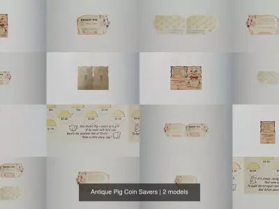 Antique Pig Coin Savers 3D Model Pack