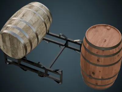 Wooden Barrel 1 Basic Low-poly 3D model