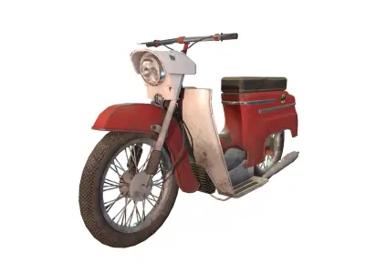 Old soviet motorcycle Low-poly 3D model