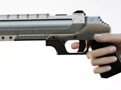 Sci-fi Pistol Low-poly 3D model 2