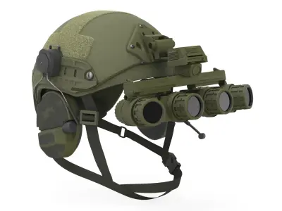 Tactical Ballistic Helmet Digital Camo with Fur Green 3D model